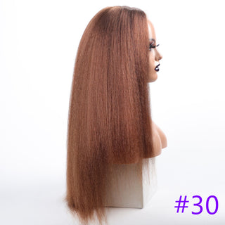 Long Kinky Straight Synthetic Wigs for Black Women Black Brown Blonde Ginger Red White Hair Afro Wigs Synthetic STW Hair Wigs ALODIA STORE