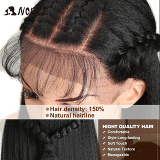 Noble Synthetic Lace Front Wig Long Kinky Straight Baby Hair 26 Inch Wigs For Black Women 0mbre wig Lace Front Synthetic Wigs ALODIA STORE