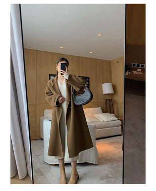 Elegant Long White Knitting Dress Women Winter V-Neck Long ALODIA STORE