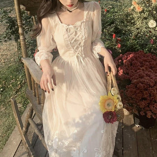 2023 Spring Lace Sweet Elegant Dress Women Dress Korean ALODIA STORE