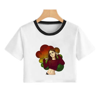 2020 New Summer Sexy Girls Printing Fashion Harajuku Sexy Tank Crop Top Mujer White Tops Clothes Women Croptop Short Sleeve ALODIA STORE