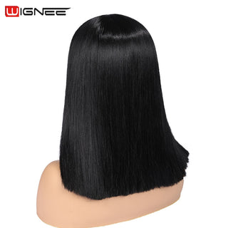 Wignee Straight Short Hair Synthetic Wigs For Women Heat Resistant Ombre Daily Soft Hair Glueless Daily Fiber Wigs Red Hair ALODIA STORE