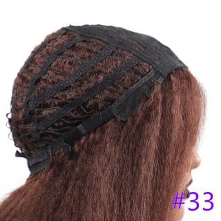 Long Kinky Straight Synthetic Wigs for Black Women Black Brown Blonde Ginger Red White Hair Afro Wigs Synthetic STW Hair Wigs ALODIA STORE