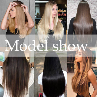 24Inchs 16 Clips in Hair Extensions Long Straight Hairstyle Synthetic Blonde Black Hairpieces Heat Resistant False Hair ALODIA STORE