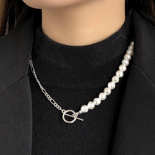 Vintage Style Simple 6MM Pearl Chain Choker Necklace For Women Wedding Love Shell Pendant Necklace Fashion Jewelry Wholesale ALODIA STORE