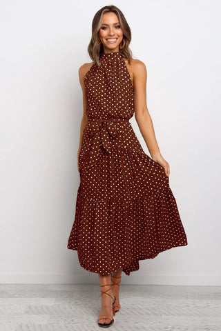 Summer Long Dress Polka Dot Casual Dresses Black Sexy Halter Strapless New 2023 ALODIA STORE