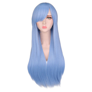 QQXCAIW Long Straight Cosplay Wig Black Purple Pink Blue Sliver Gray Blonde White Orange Brown Synthetic Hair Wigs ALODIA STORE