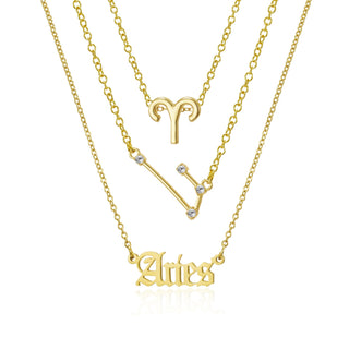 3Pcs/set 12 Zodiac Sign Necklace For Women 12 Constellation Pendant Chain Choker Birthday Jewelry With Cardboard Card ALODIA STORE