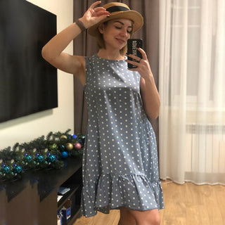 Summer dress Polka Dot Sleeveless Beach Mini Dress ALODIA STORE