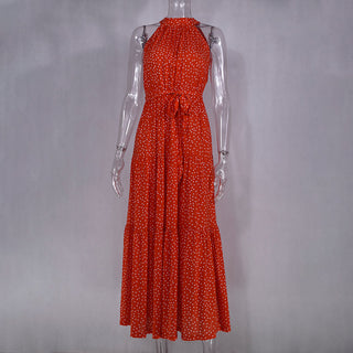 Summer Long Dress Polka Dot Casual Dresses Black Sexy Halter Strapless New 2023 ALODIA STORE
