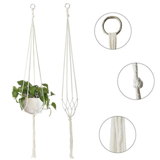 Macrame Handmade Plant Hanger Baskets Flower Pots Holder Balcony Hanging Decoration Knotted Lifting Rope Home Garden Supplies ALODIA STORE
