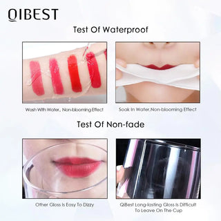 QIBEST Matte Lip Gloss Lip Makeup 34 Colors Velet Nude Waterproof Lipgloss Matte Lipstick Liquid Lipstick Long lasting Lip Tint ALODIA STORE