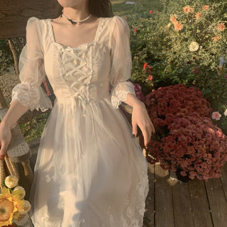 2023 Spring Lace Sweet Elegant Dress Women Dress Korean ALODIA STORE