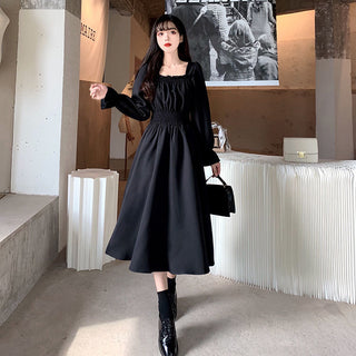 QWEEK Vintage Black Dress Women French Elegant ALODIA STORE