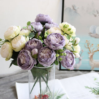 Artificial Flowers Peony Bouquet Silk Rose Vase for Home Decor Garden Wedding Decorative Fake Plants Christmas Garland Material ALODIA STORE