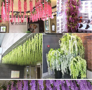 12Pcs Wisteria Artificial Flower Rattan Wreath Arch Wedding Home Garden Office Decoration pendant Plant Wall Decoration ALODIA STORE
