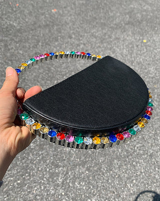 Luxury Colored Diamond Half Moon Women Purses and Handbags Evening Bag Serpentine Designer Party Clutch Bag Chic Wedding Bag ALODIA STORE