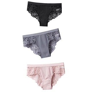 3 Pcs Cotton Panties Sexy Panty Briefs Lace Panties Women Underwear Lingerie Panties for Female Ladies Floral Pantys Underpants ALODIA STORE