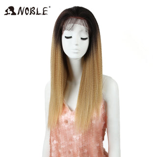 Noble Synthetic Lace Front Wig Long Kinky Straight Baby Hair 26 Inch Wigs For Black Women 0mbre wig Lace Front Synthetic Wigs ALODIA STORE