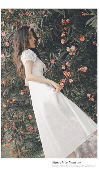 Elegant Fairy Dress Women White French Puff Sleeve ALODIA STORE