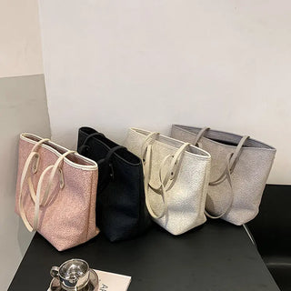 Summer large-capacity shoulder bag female 2021 new fashion solid color handbag commuter shopping bag tote bag ALODIA STORE