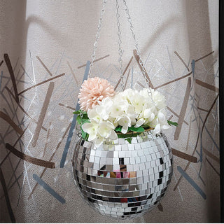 Disco Ball Hanging Flower Pot For Indoor Plants Bohemian Style Flower Planter Pots Rope Mirror Hanging Basket Garden Decor Vase ALODIA STORE