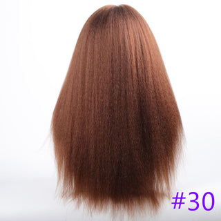 Long Kinky Straight Synthetic Wigs for Black Women Black Brown Blonde Ginger Red White Hair Afro Wigs Synthetic STW Hair Wigs ALODIA STORE