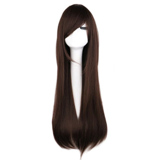 QQXCAIW Long Straight Cosplay Wig Black Purple Pink Blue Sliver Gray Blonde White Orange Brown Synthetic Hair Wigs ALODIA STORE