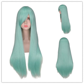 QQXCAIW Long Straight Cosplay Wig Black Purple Pink Blue Sliver Gray Blonde White Orange Brown Synthetic Hair Wigs ALODIA STORE