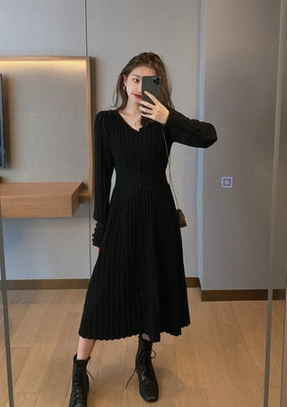 Knitted Dress Women Casual Long Sleeve ALODIA STORE