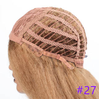 Long Kinky Straight Synthetic Wigs for Black Women Black Brown Blonde Ginger Red White Hair Afro Wigs Synthetic STW Hair Wigs ALODIA STORE