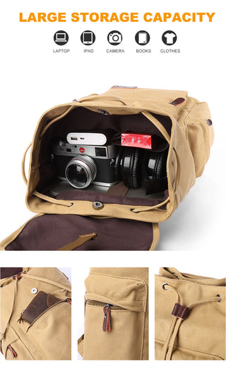 Backpack Unisex Vintage Casual Rucksack 17inch Laptop Backpack W/ USB Charging Port Schoolbag Student Mochia ALODIA STORE