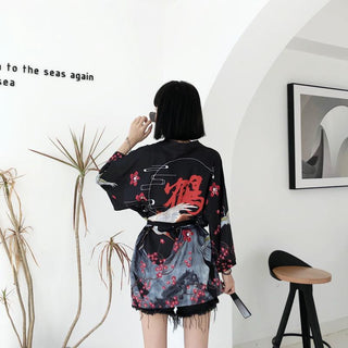 Haori Yukata Men Korean Samurai Japanese Kimono Traditional Clothing Vintage Crane Anime Kimono Beach Girls Cosplay Dress Shirts ALODIA STORE