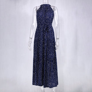 Summer Long Dress Polka Dot Casual Dresses Black Sexy Halter Strapless New 2023 ALODIA STORE