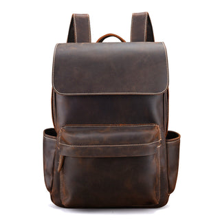 Genuine leather cow skin men large backpack outdoor travel backpack high quality ALODIA STORE