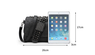DAEYOTEN Skull Rivets Shoulder Bag Female Black ALODIA STORE