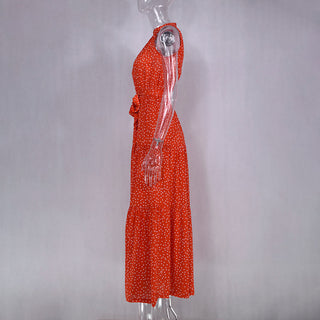 Summer Long Dress Polka Dot Casual Dresses Black Sexy Halter Strapless New 2023 ALODIA STORE