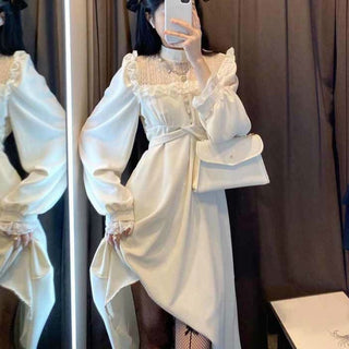 French Lace Vintage Dress Puffer Sleeve ALODIA STORE