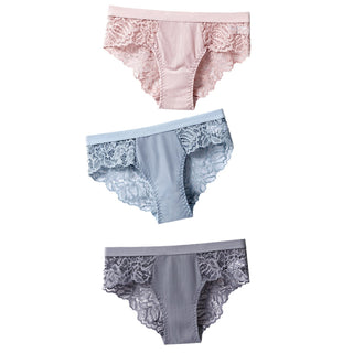 3 Pcs Cotton Panties Sexy Panty Briefs Lace Panties Women Underwear Lingerie Panties for Female Ladies Floral Pantys Underpants ALODIA STORE