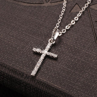 Fashion Female Cross Pendants dropshipping Gold Black Color Crystal Jesus Cross Pendant Necklace Jewelry For Men/Women Wholesale ALODIA STORE