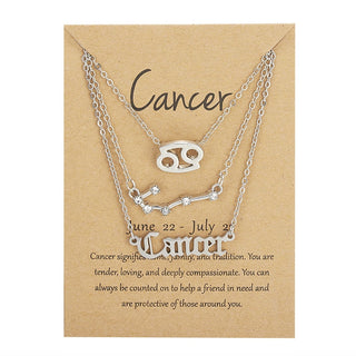 3Pcs/set 12 Zodiac Sign Necklace For Women 12 Constellation Pendant Chain Choker Birthday Jewelry With Cardboard Card ALODIA STORE