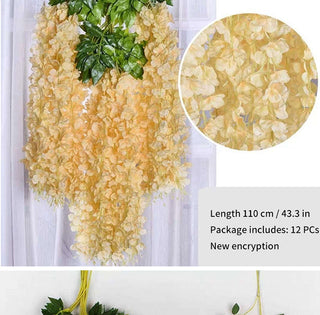 12Pcs Wisteria Artificial Flower Rattan Wreath Arch Wedding Home Garden Office Decoration pendant Plant Wall Decoration ALODIA STORE