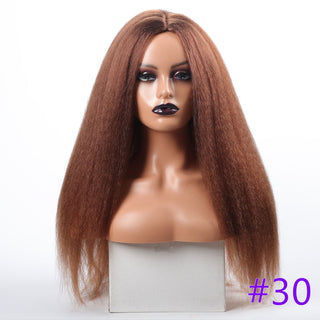 Long Kinky Straight Synthetic Wigs for Black Women Black Brown Blonde Ginger Red White Hair Afro Wigs Synthetic STW Hair Wigs ALODIA STORE