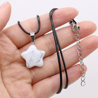 40cm Natural Five-pointed Star Shape Agates Tiger Eye Clear Quartzs Stone Pendant Necklace for Women Jewelry Gift Size 20x20mm ALODIA STORE