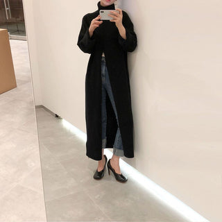 2023 Korean Style Turtleneck Long fall winter Sweater Dress Side split Female Pullover mujer sueteres ALODIA STORE