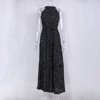 Summer Long Dress Polka Dot Casual Dresses Black Sexy Halter Strapless New 2023 ALODIA STORE