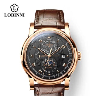 Vintage simple style Automatic Mechanical Switzerland Luxury Brand LOBINNI Watch Men Sapphire Waterproof Men's Clock Male Watch ALODIA STORE