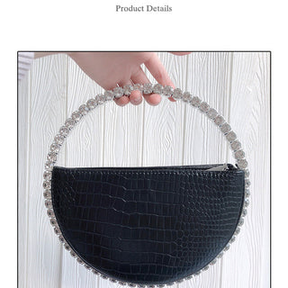Luxury Colored Diamond Half Moon Women Purses and Handbags Evening Bag Serpentine Designer Party Clutch Bag Chic Wedding Bag ALODIA STORE
