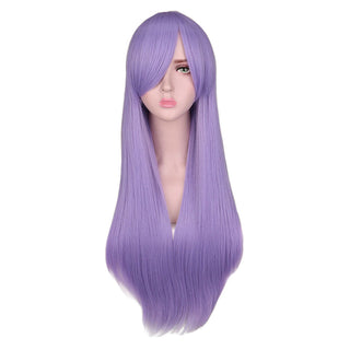 QQXCAIW Long Straight Cosplay Wig Black Purple Pink Blue Sliver Gray Blonde White Orange Brown Synthetic Hair Wigs ALODIA STORE