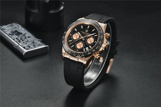 PAGANI DESIGN Top Brand New Men Quartz Wristwatch Luxury Sapphire Glass Sports Watch Rubber Strap Chronograph Watch Men Relogio ALODIA STORE